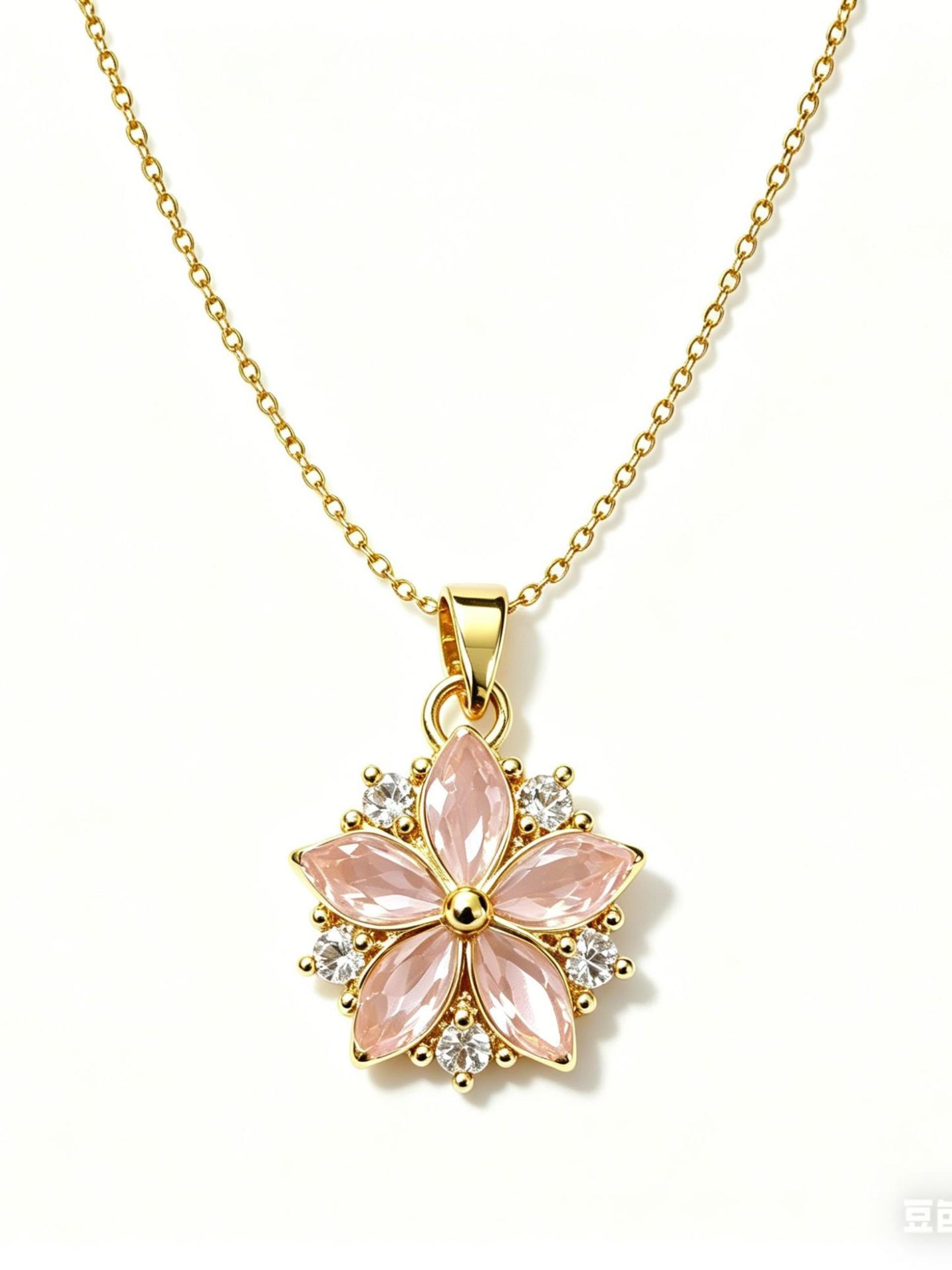 Women's Titanium Steel Necklace, Elegant Heart Pattern, Sweet Cherry Blossom Clavicle Chain, Fade-Resistant, All Seasons