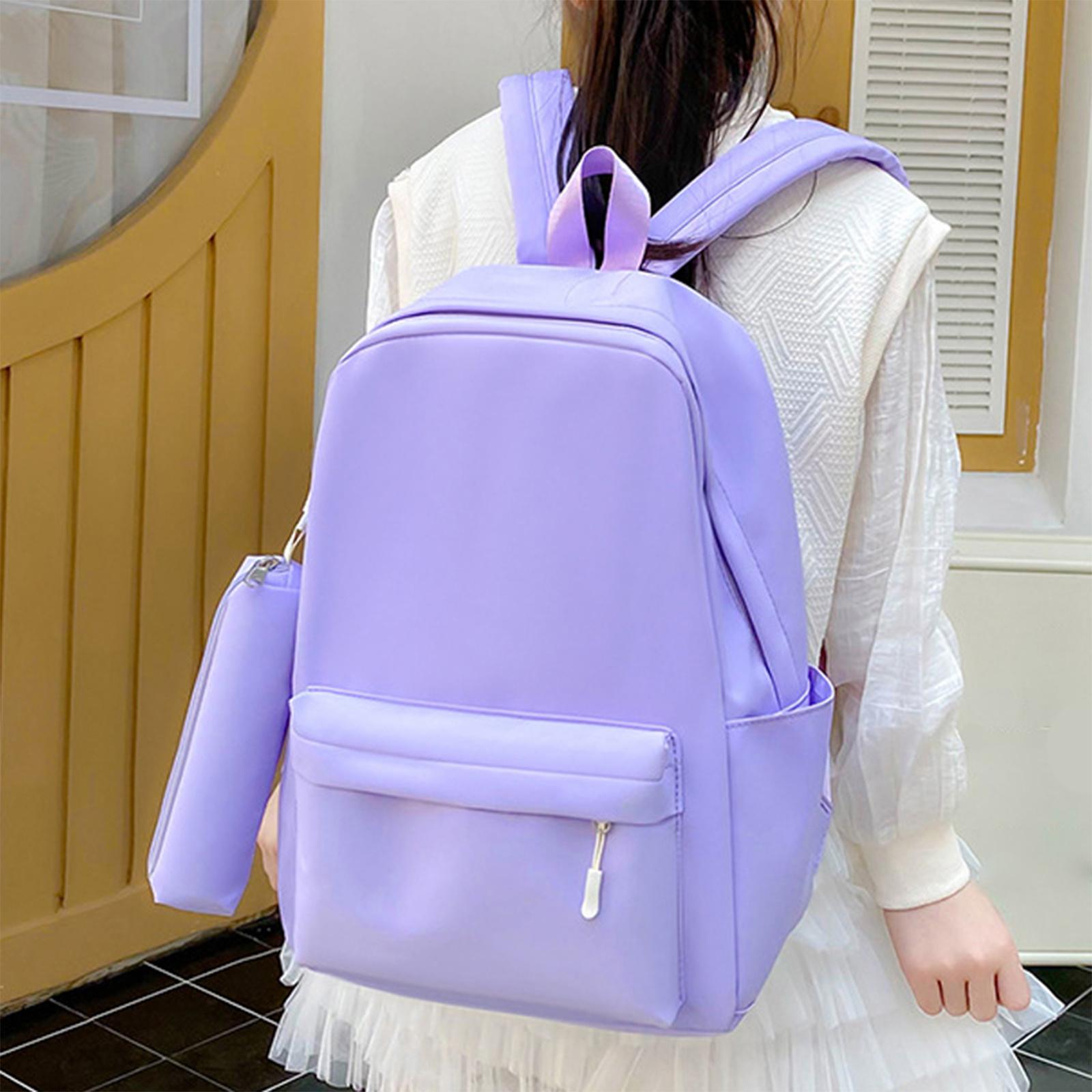 Jesus Letter Pattern Backpack & Pencil Case Set, Large Capacity Commute Backpack, Simple Solid Color with Multiple Colors, Ergonomic Shoulder Straps