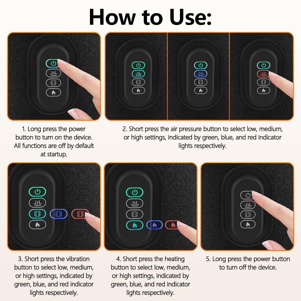 Wireless Air Compression Leg Massager with Heat, Cordless Electric Air Pressure Calf Massage Device with 3 Modes, 3 Intensity & 3 Heat for Circulation, Gift