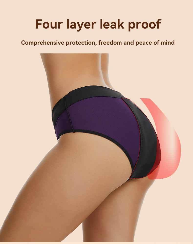 2 pack Women's High-Waisted, 4-Layer Leak-Proof Period Panties — Plus-Size Full-Coverage Briefs