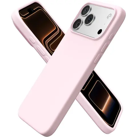 Compatible with iPhone 17 Pro Max Case 6.9", Slim Liquid Silicone 3 Layers Soft Gel Rubber Shockproof Protective Cover with Anti-Scratch Microfiber Lining-Chalk Pink