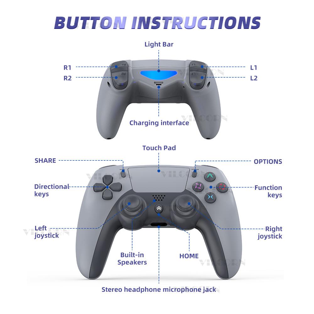 Wireless Gamepad for PS4 Console Bluetooth-Compatible Phone Game Controller For PC Dual Vibration 3D Joystick For Steam/IOS/Android Wireless Gamepad for PS4 Console Bluetooth-Compatible Phone Game Controller For PC Dual Vibration 3D Joystick For Steam/IOS/Android