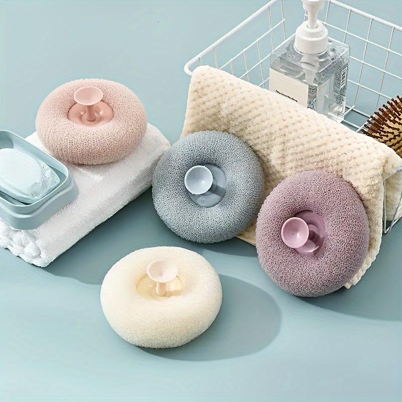 Luxury 5-Piece Massage Bath Sponge Ball Set with Suction Cup - Exfoliating Sponge Ball Shower Accessories for Soft Skin - Floral Design for Relaxing Bath