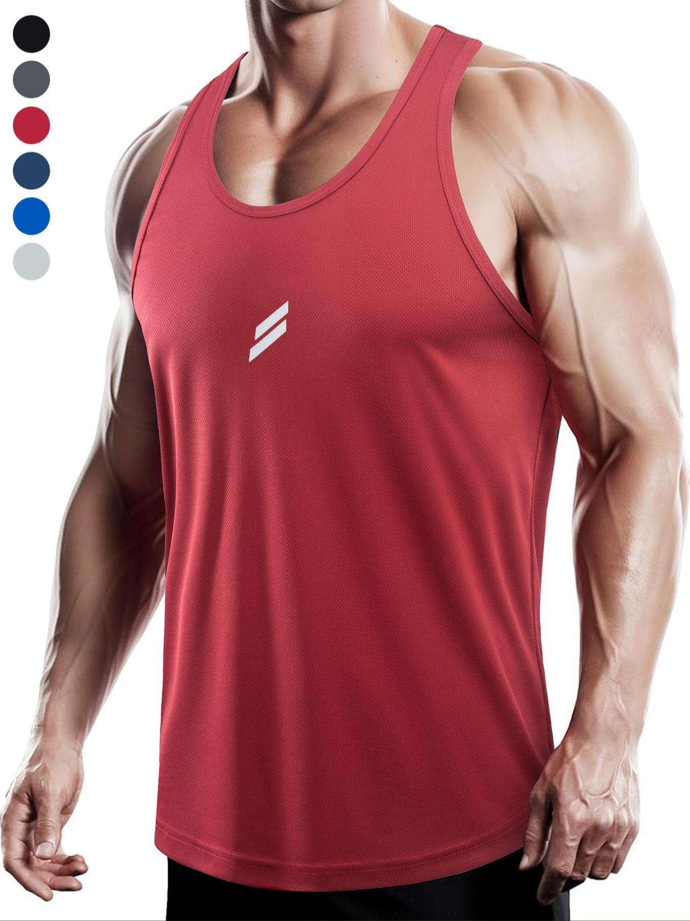 1/3-piece set Men's Summer Casual Sports Tops, Sleeveless Muscle Fit Tank Top with Reflective Logo, Cool Breathable Quick-Dry Gym Shirt, Breathable Vest, Sport Vests