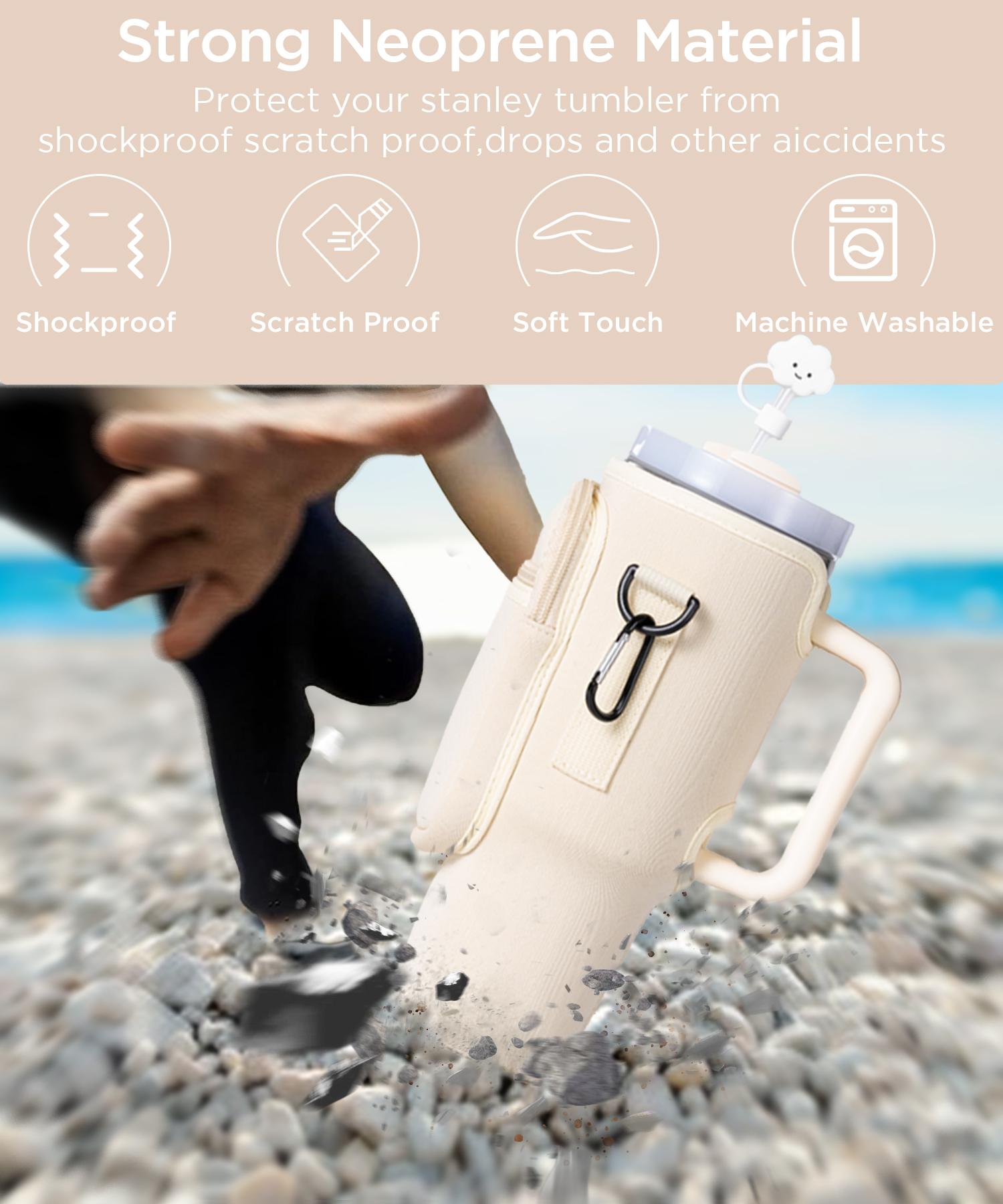 Water Bottle Carrier Bag with Phone Pocket for Stanley 40/30 oz Tumbler, Neoprene Water Bottle Holder Pouch with Adjustable Strap Bollus with Straw Cover & Carabiner New Year Gift Valentine's Day gift Water Bottle Carrier Bag with Phone Pocket for Stanley 40/30 oz Tumbler, Neoprene Water Bottle Holder Pouch with Adjustable Strap Bollus with Straw Cover & Carabiner New Year Gift Valentine's Day gift