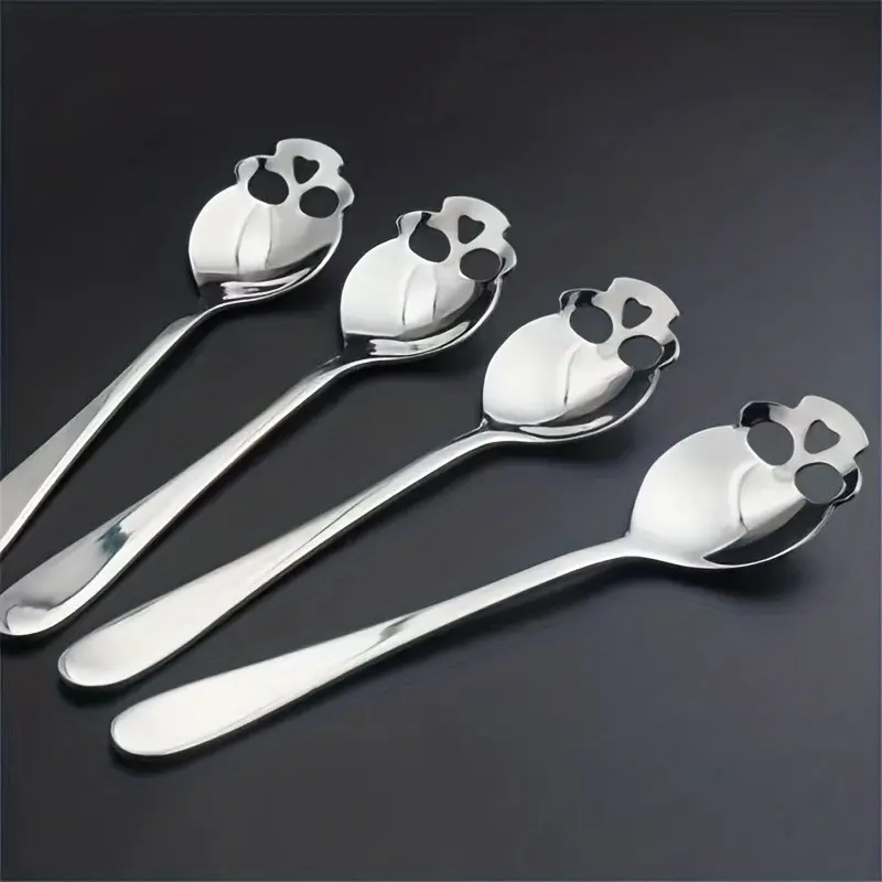 Stainless Steel 304 Skull Spoon, Creative Western Tableware, Stainless Steel Coffee Spoon Sugar Spoon, Unique Design Dining Utensil