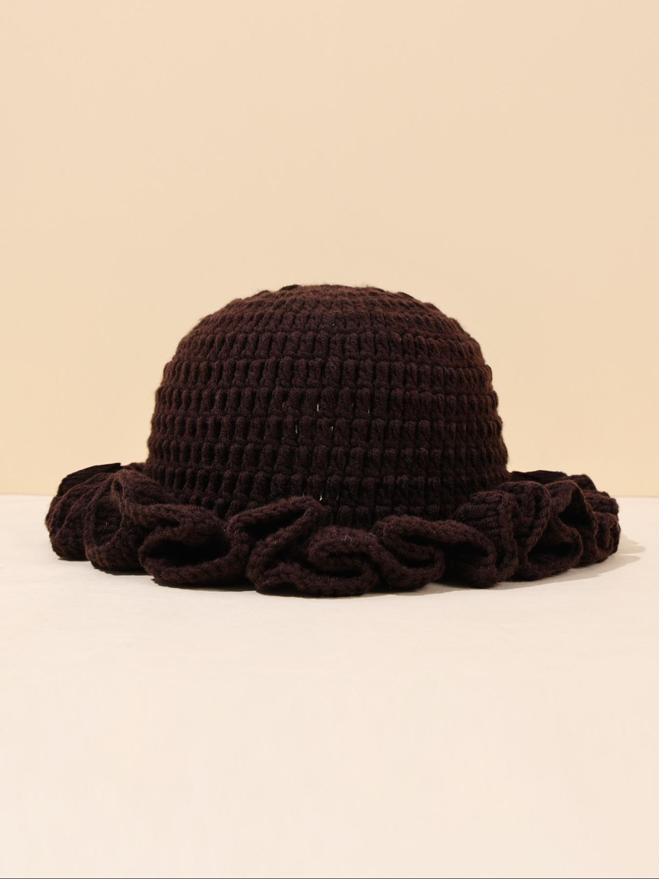 Women's Solid Color Ruffle Knitted Hat, 13 Colors Available, Compact & Exquisite Design, Perfect for Vacations & Gifts