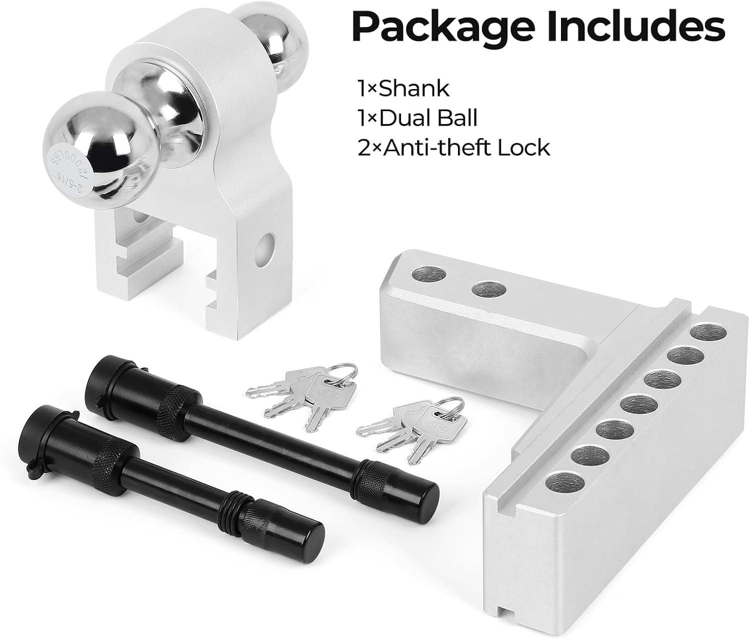 Adjustable Trailer Hitch Ball,Heavy Duty Towing Hitch,8 Inch Drop/Rise Mount Fit 2 Inch Receiver, 2" and 2-5/16" Dual Ball,Include 2 Anti-Theft Locks pin Lockable tow Boating Accessories Boat Fenders for jeep car truck Adjustable Trailer Hitch Ball,Heavy Duty Towing Hitch,8 Inch Drop/Rise Mount Fit 2 Inch Receiver, 2" and 2-5/16" Dual Ball,Include 2 Anti-Theft Locks pin Lockable tow Boating Accessories Boat Fenders for jeep car truck