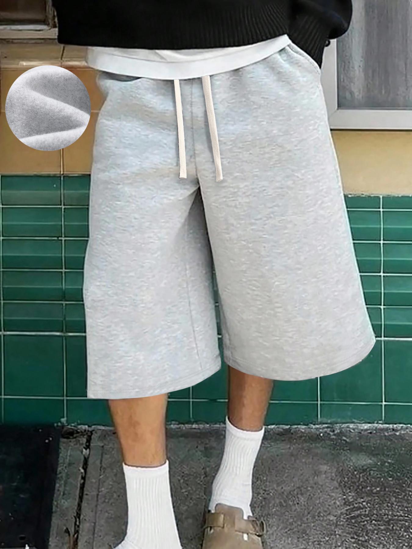 Men's Casual Wide Leg Shorts, Elastic Drawstring Waist, Soft Comfortable Fabric, Perfect for Daily Wear & Sports Activities