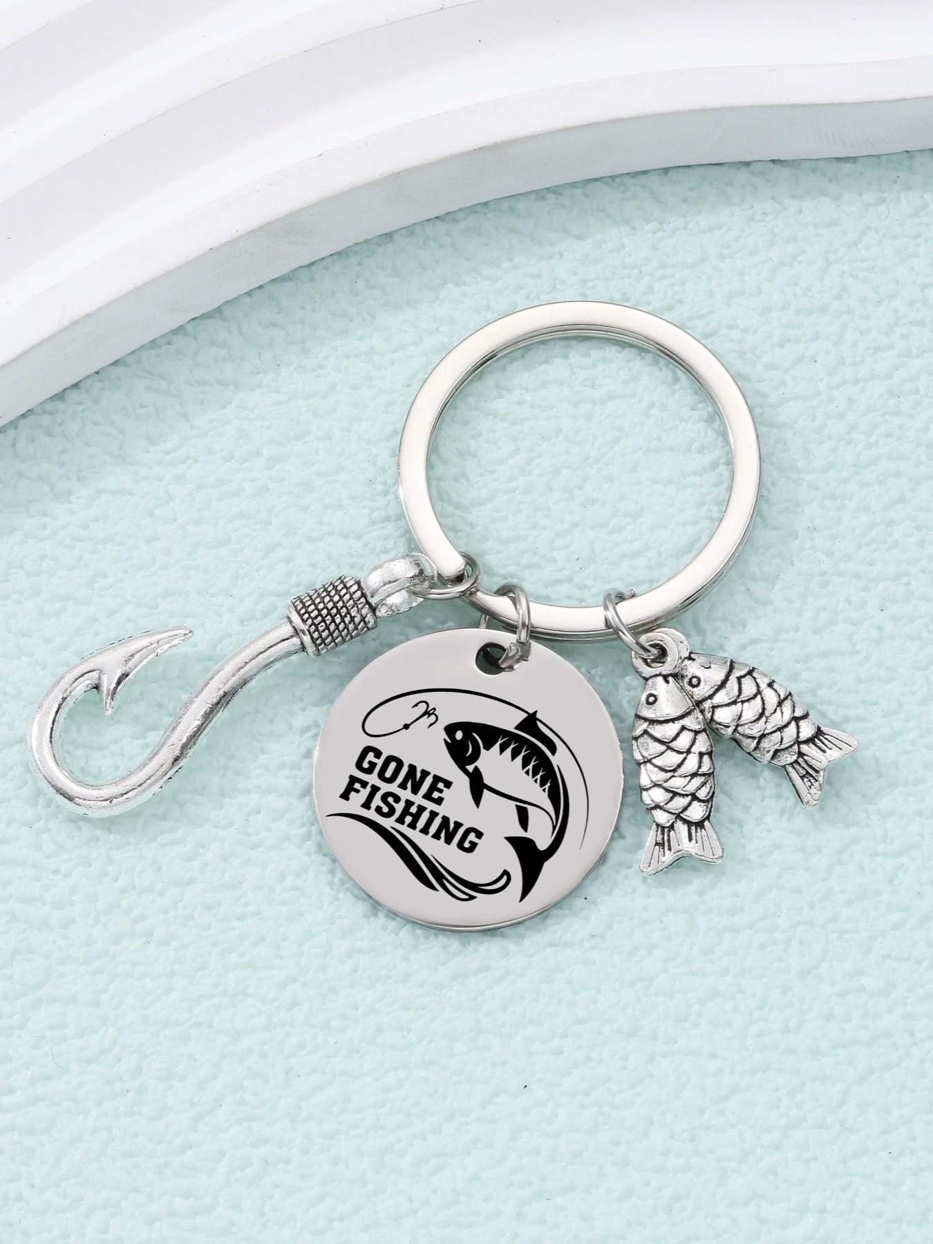 New Simple Fashion Fish Hook Small Alloy Keychain, Stainless Steel Fishing Lover Memorial Gift, Daily Bag Accessory Charm, Fish Enthusiast, Fish Hook Design