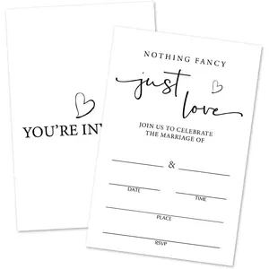 Minimalism Wedding Invitation -  Fancy Just Love, 25 Wedding Invitations with Envelopes for Mr And Mrs Newlyweds, Fill-In Style Invitation Cards for Bridal Shower Engagement Party -10