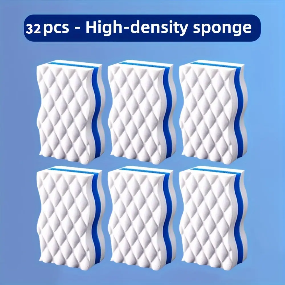 32 multifunctional magic nano dishwashing sponges, suitable for non-stick bowls, with double-sided cleaning cloths, quickly removing dirt and wiping down your home, office, kitchen, and bathroom.