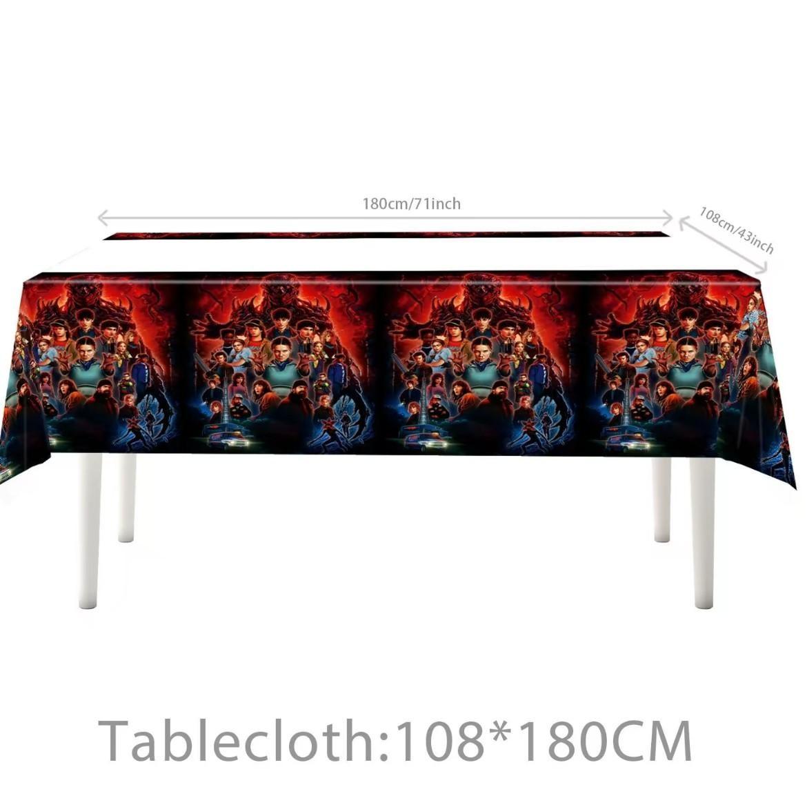 2026 Stranger Things Theme Birthday Party Supplies Set, 96 Pieces Including Plates, Napkins, Cups, Straws, Cutlery, Decorations, Tablecloth, Banner, Birthday Party Kit