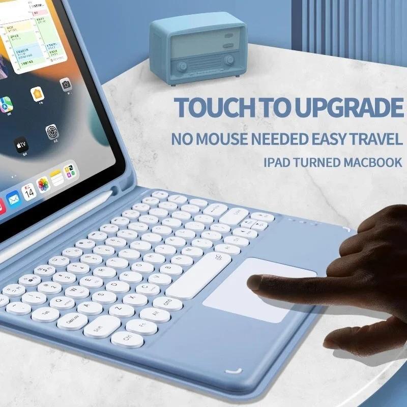 Free Mouse Touchpad Keyboard for iPad Tablet 10.2 7 8 9th Pro 10.5 Air 3 Foldable Protection Case, iPad Cover with Keyboard, PU Leather Smart Cover for 10.9 Inch 10th Gen, iPad Accessories