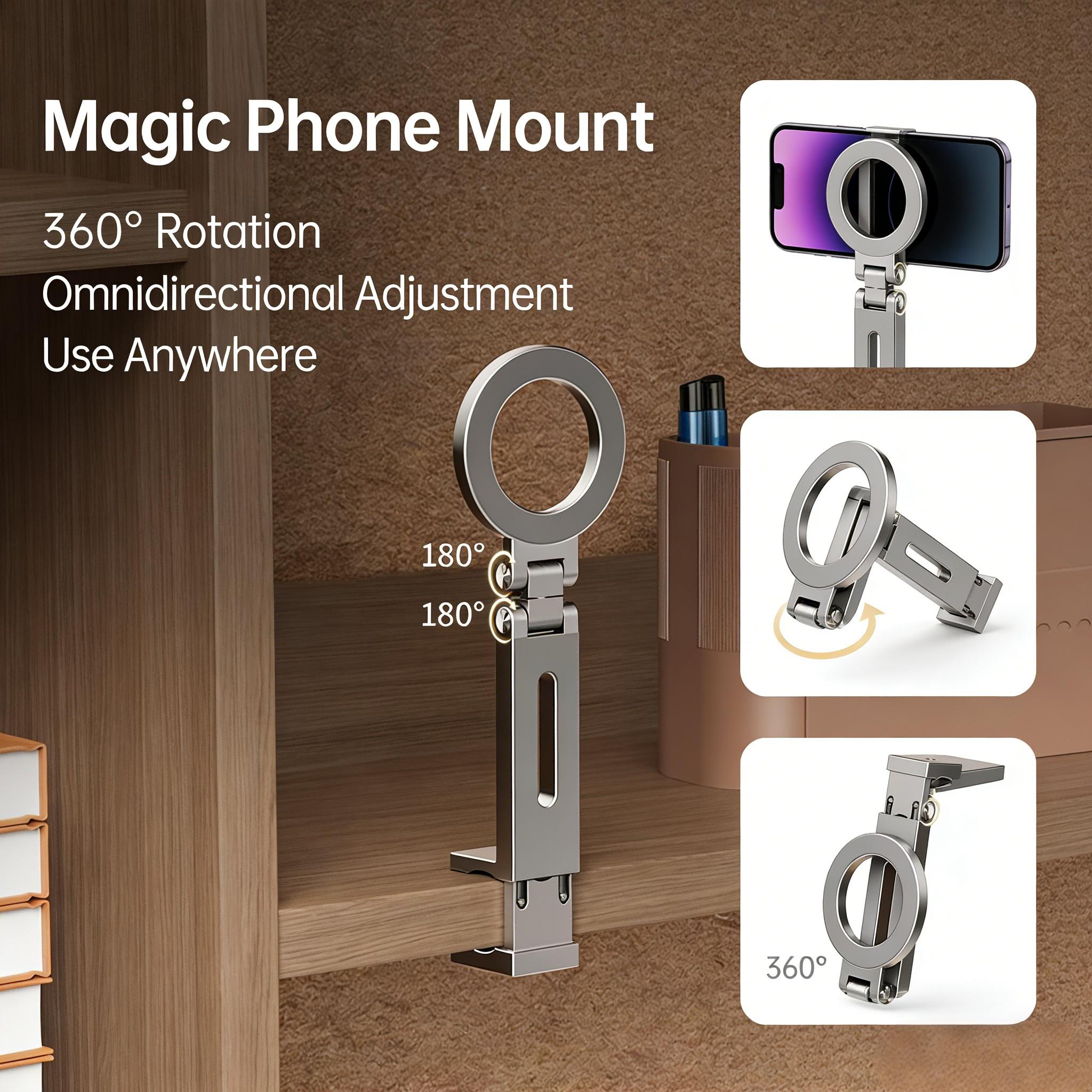 Magnetic Phone Stand - Adjustable Foldable Phone Stand with Strong Magnet, Portable Travel Phone Stand Compatible with iPhone 16/15/14/13/12 Pro, Samsung Galaxy, All Smartphones