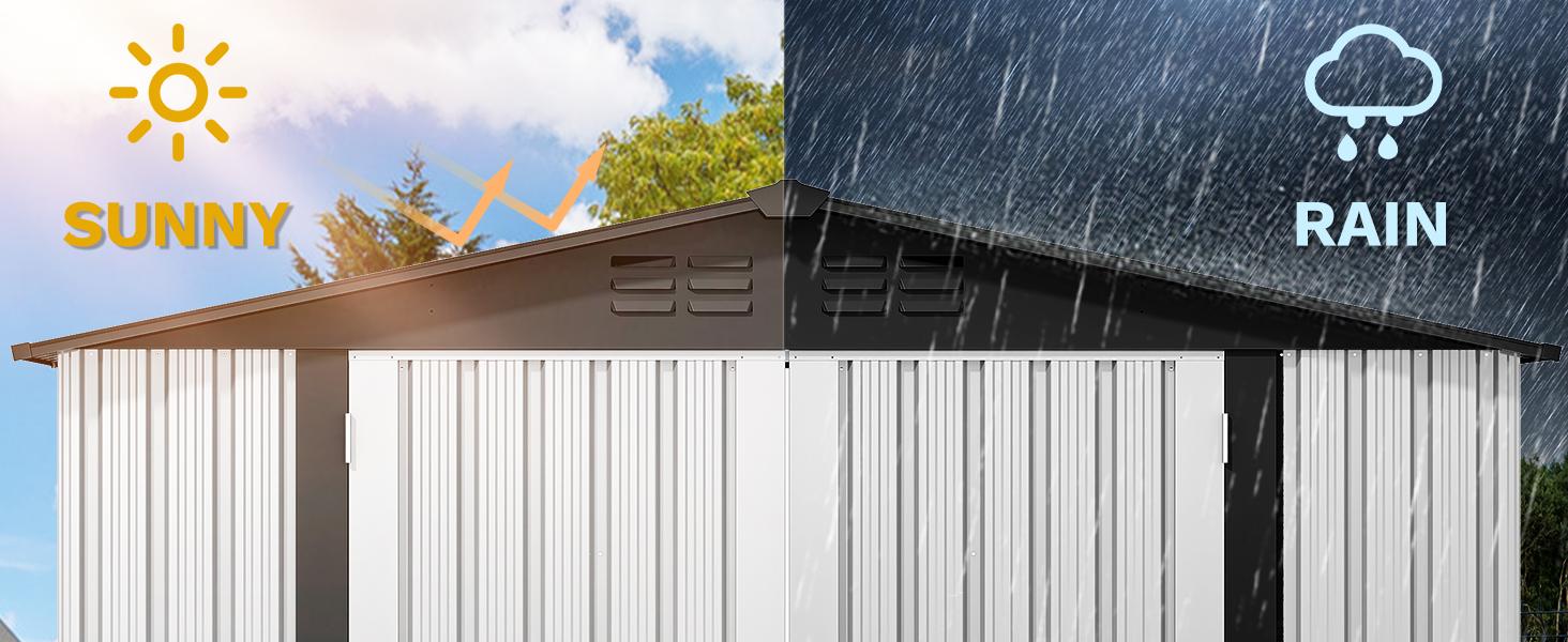 Yitahome 8x6FT Outdoor Storage Shed, Matel Tool Shed with Secure Entrances & Air Circulation for Patio, Lawn, and Backyard, Ideal for Storing Garden Gear, Lawn Tools, and Bikes