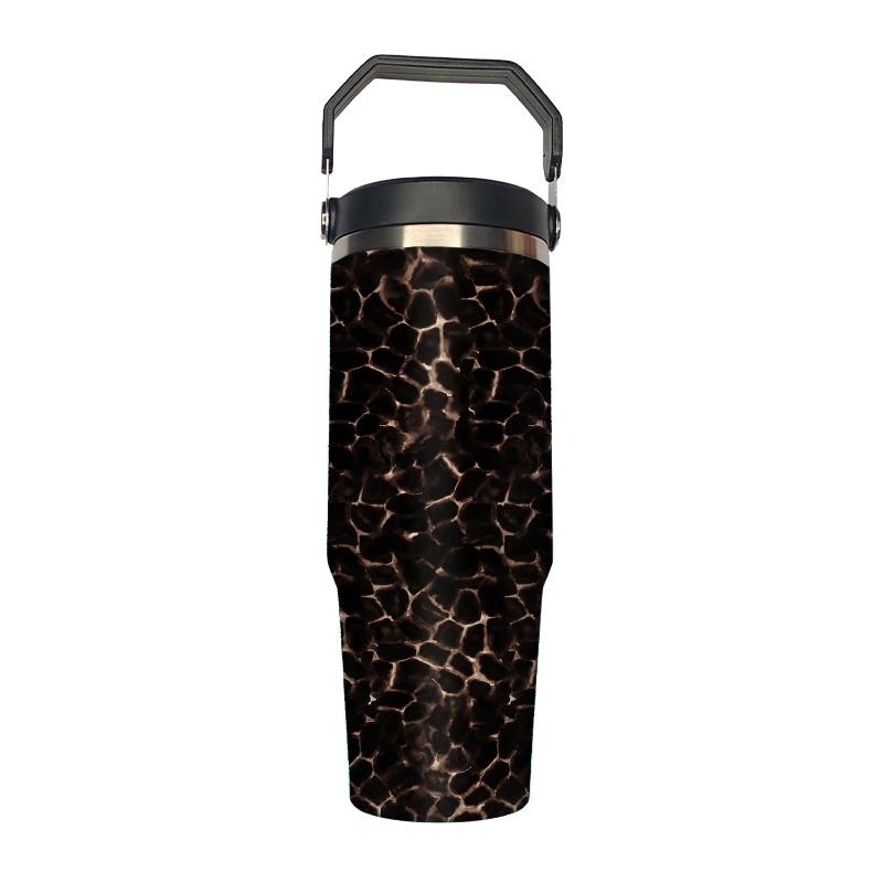 30oz Insulated Tumbler Cup with Straw, Meteor Leopard Print, Dual-Use Cold Hot, Ideal for Sports Outdoor Office Home, Best Gift #GLOBAL PICKS