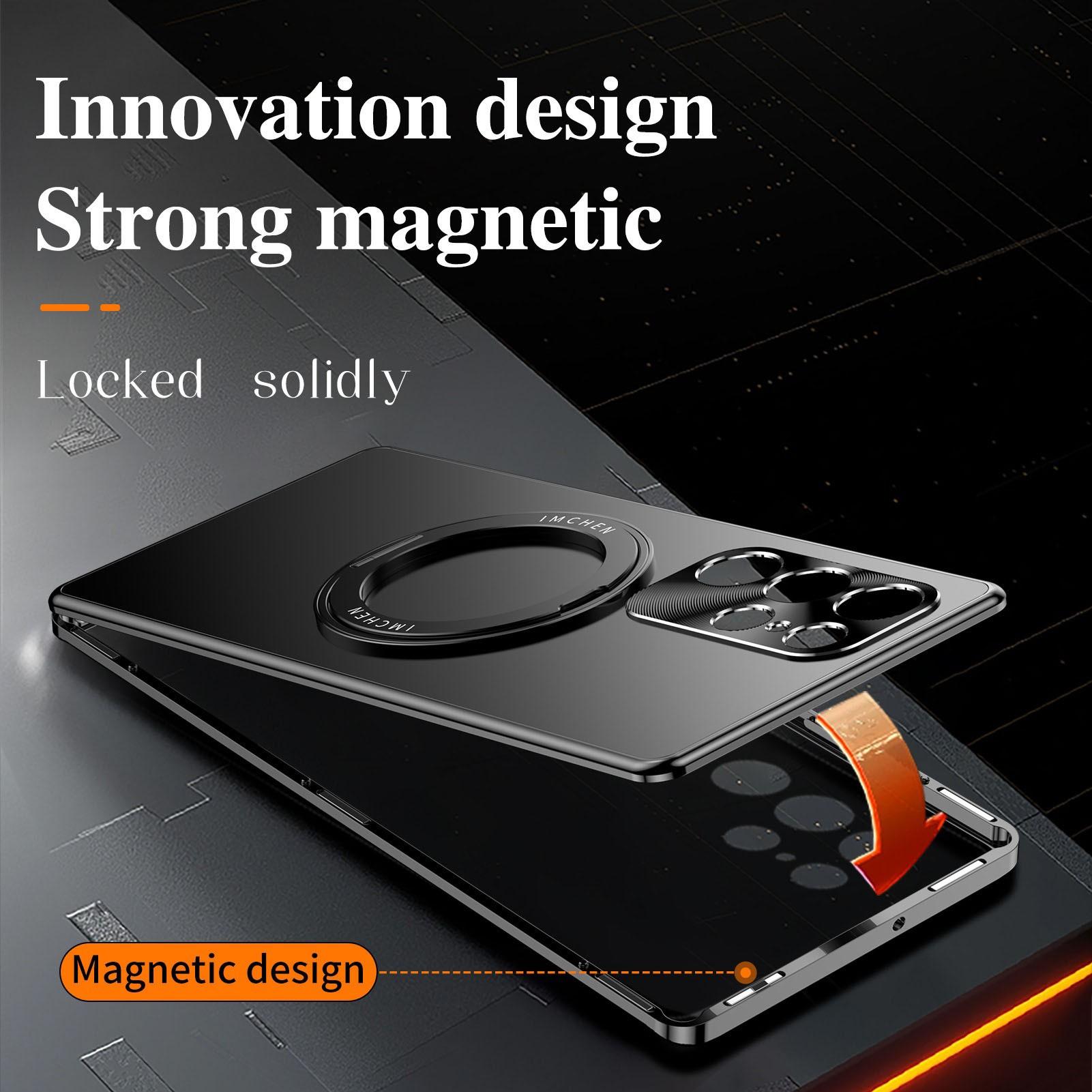 Samsung Galaxy S26 S25 Ultra Metal Frame Phone Case, 360° Rotating Stand + Lens Protection, PC Back Cover + Aluminum Alloy Frame Stylish Business Ultra-Thin Drop-Proof Protection Case (Includes 1 High-Quality Screen Protector)