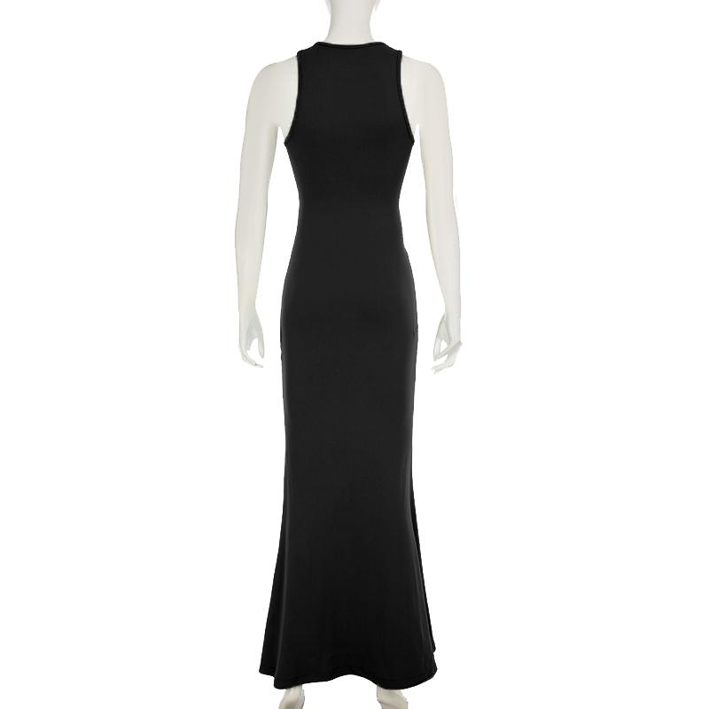 Women's Plain Twist Ruched Cut Out Tank Dress, Sexy U-Neck Sleeveless Fitted Formal Maxi Dress for Evening, Party, Club & Dating, Ladies' Clothes for All Seasons