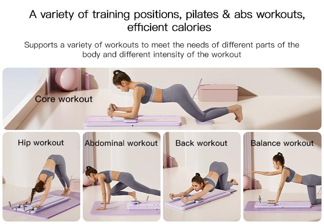 UMAY Pilates Board with Yoga Socks - Pilates Equipment Set, Multifunctional Foldable Home Pilates Board, 5-in-1 Pilates Skateboard，Summer wins