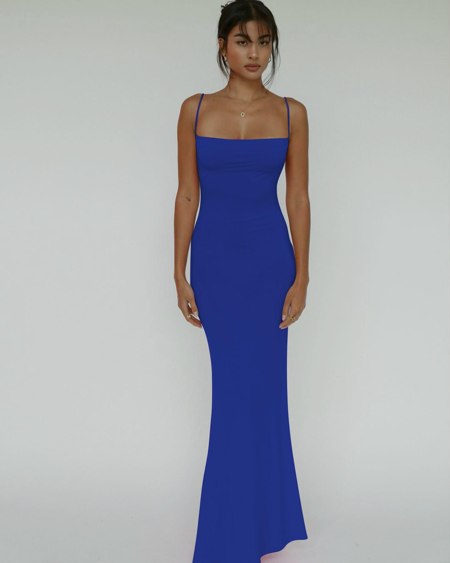 2026 Women'S Sleeveless Backless Bodycon Maxi Dress With Spaghetti Straps For Party Club Vacation Holiday Casual Elegant Evening Outfit Summer Fashion graduation