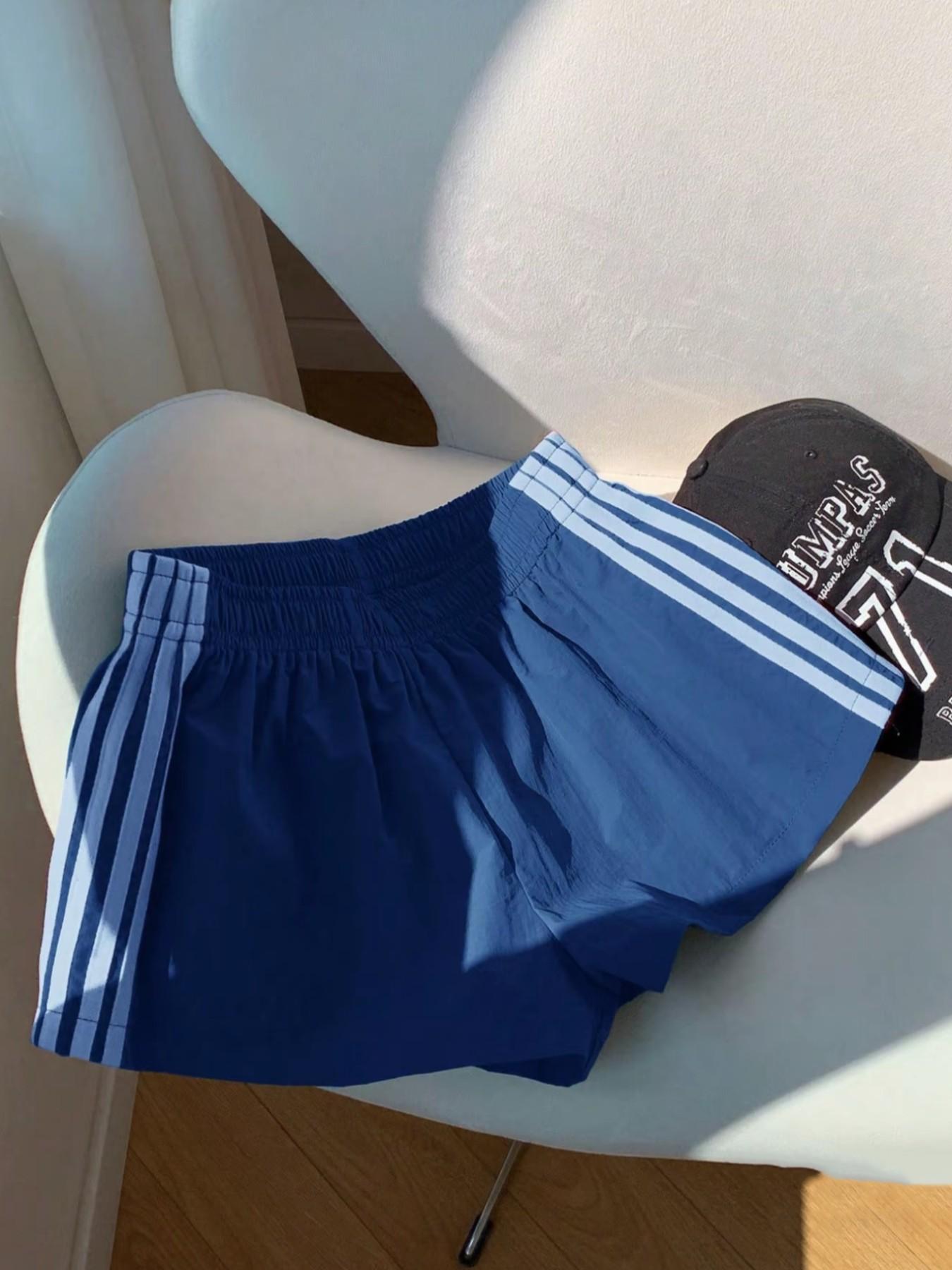 Women's Side Striped Elastic Waist Casual Summer Shorts, Loose-Fitting Short Pants, Plain Fs-Camo Style, Perfect for Daily Wear, Casual Relaxed Shorts