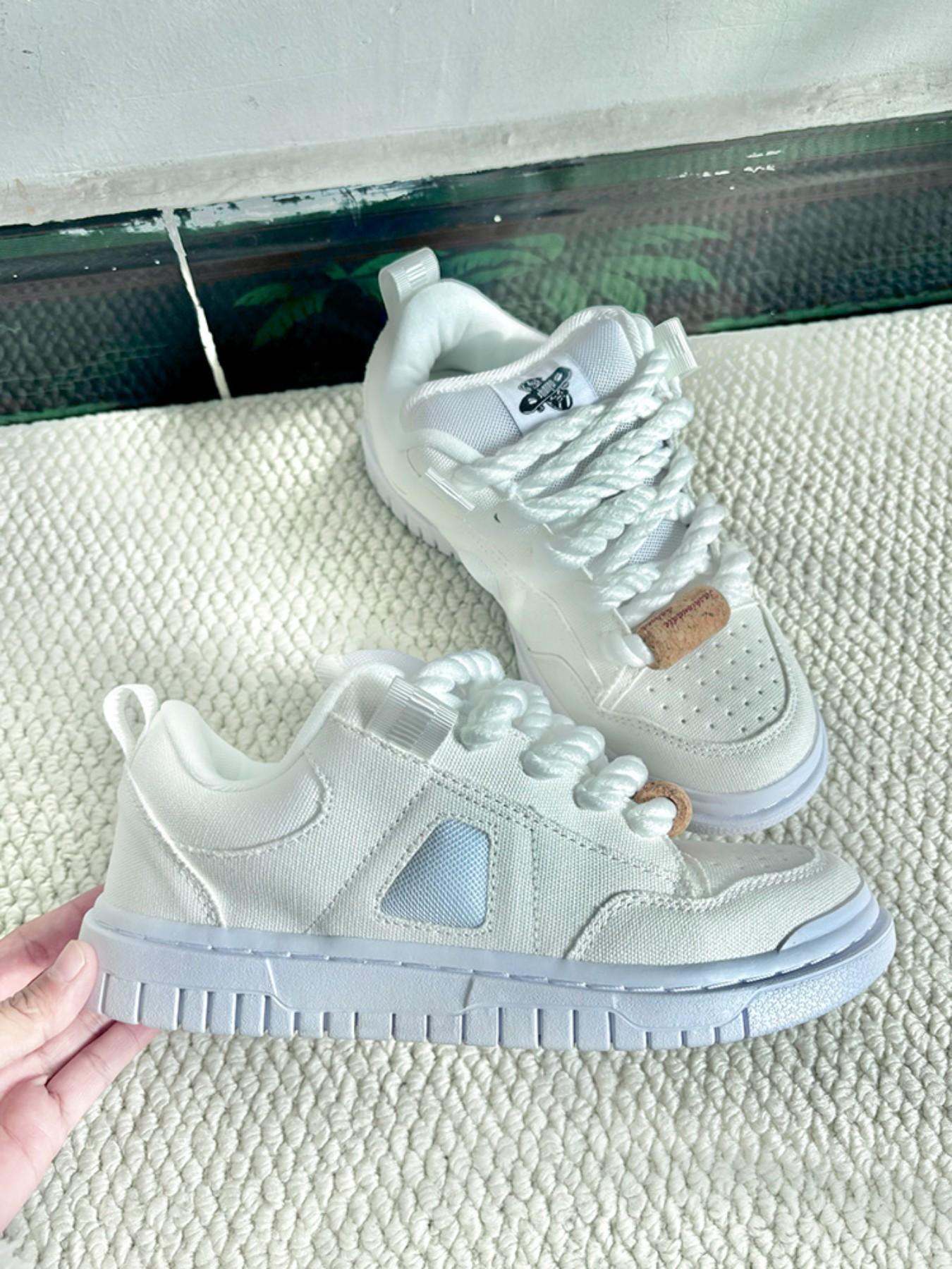 Men's Casual Canvas Shoes, Round Toe Flatform Sneakers, Anti-Slip Rubber Sole, Medium Width, All Seasons, Couples' Fashion Footwear