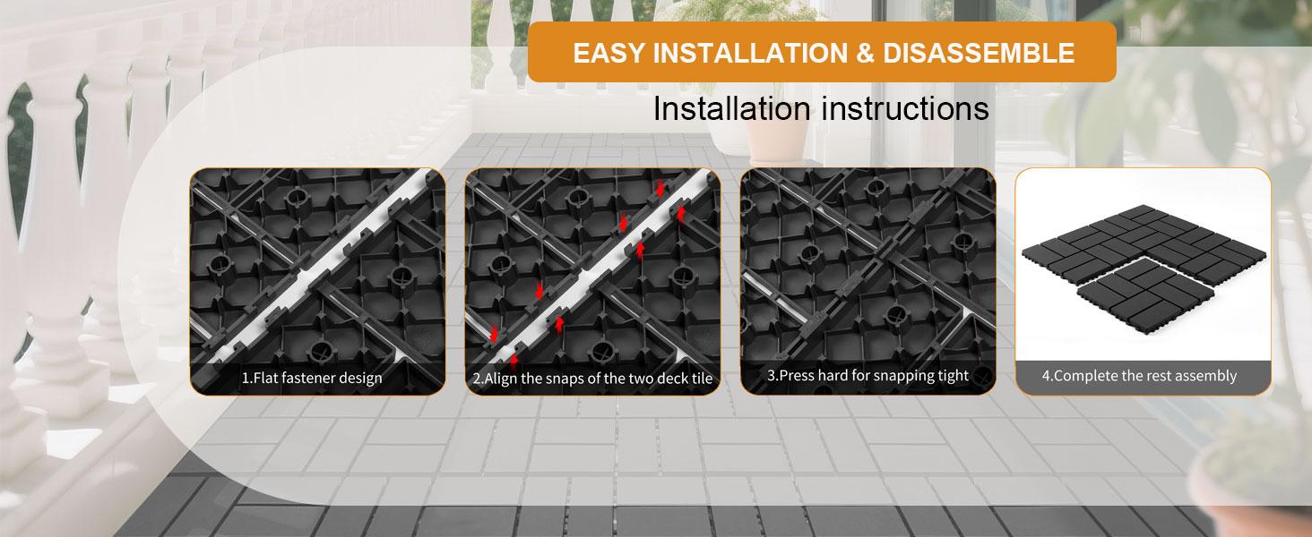 Interlocking Deck Tiles, 44 Pack ,12"x 12" Waterproof Outdoor Flooring All Weather Use, Patio Floor Decking Tiles For Porch Poolside Balcony Backyard Interlocking Deck Tiles, 44 Pack ,12"x 12" Waterproof Outdoor Flooring All Weather Use, Patio Floor Decking Tiles For Porch Poolside Balcony Backyard