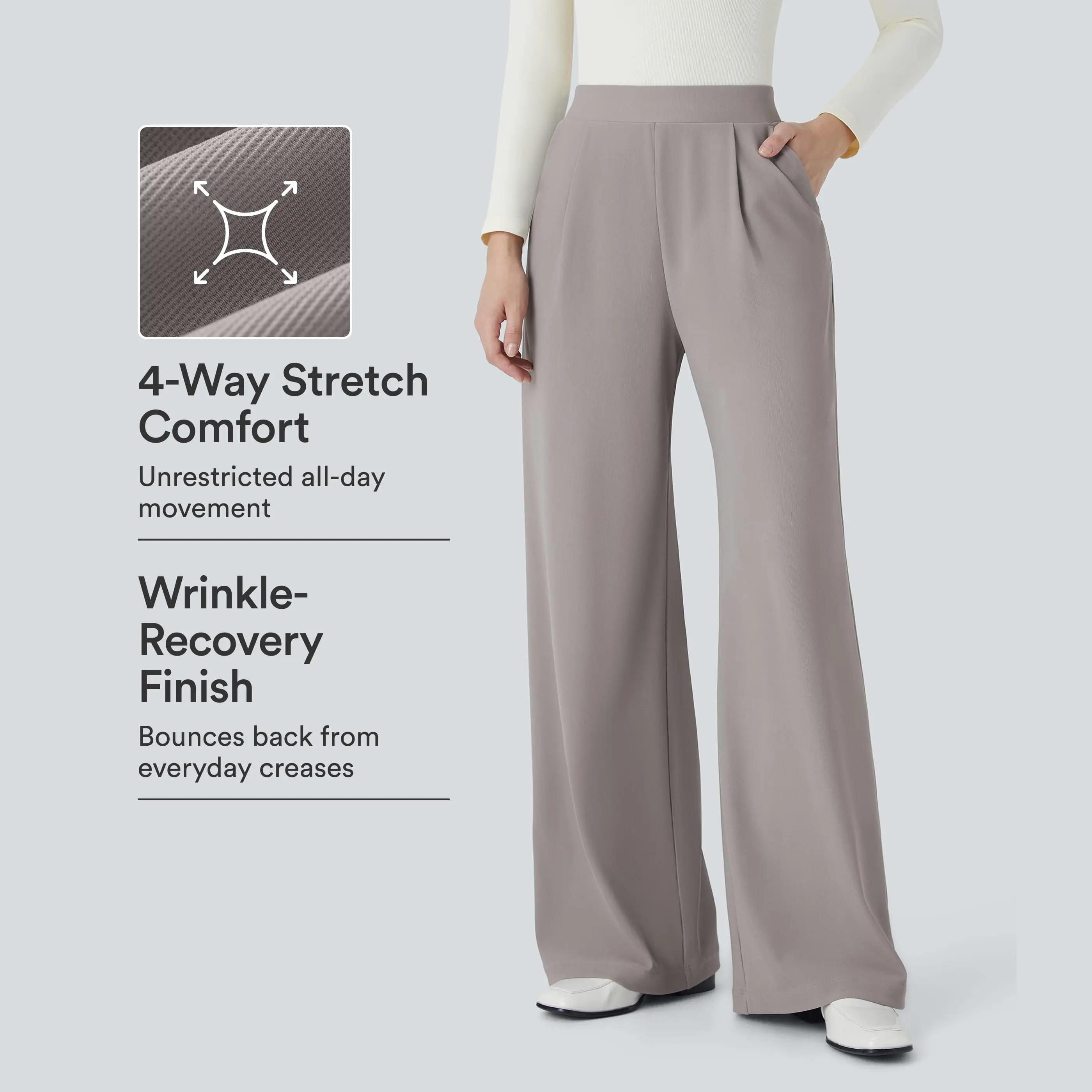 Halara Flex™ High Waisted Body Sculpt Waist-Slimming Pocket Wide Leg Micro Waffle Work Pants