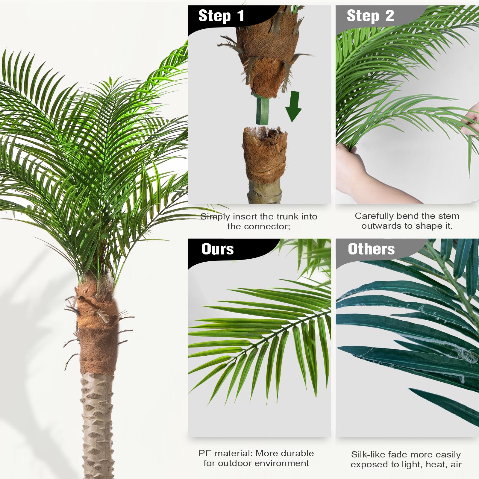7/8/9 Ft Realistic Artificial Palm Tree - Tropical Fake Plant for Patio Home Garden Decoration  Tall Green Leaves No Need to Prune or Water  Father's Day Gift  Autumn Decoration Decorative Ornaments Fruit