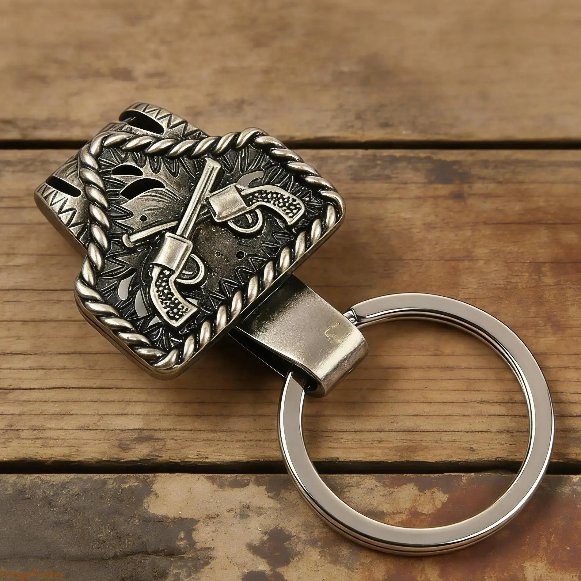 Handmade Cow Tag Belt Key Holder - Custom Copper Initial Country Western Keychain, Classic Cowboy Style Keychain, Durable Bag Accessory Custom Gift for Men, Custom Gifts, Country Western Keychains