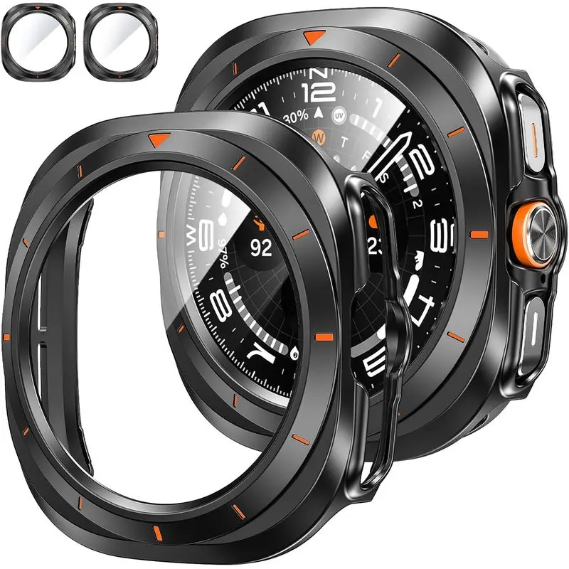 Samsung Galaxy Watch Ultra Screen Protector 2-Pack 47mm |   Galaxy Watch Ultra 2025/7 Ultra 2024 47mm Protective Film Accessories, Hard Frame - Tempered Glass Film Unisex