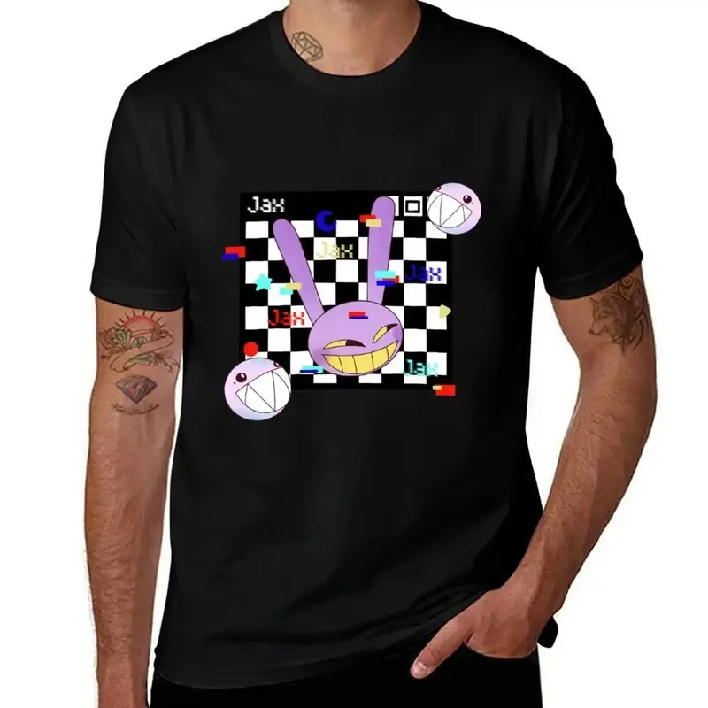 Men's Jax The Digital Circus Cotton T-Shirt - Short Sleeve Tops, Regular/Oversized, Stretch Breathable, Vivid Print, Cold Machine Wash