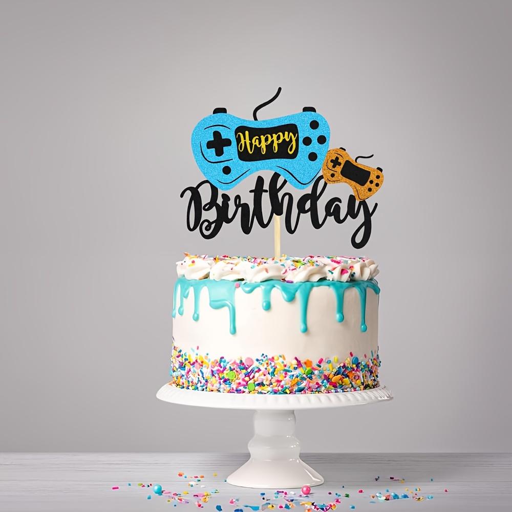 1 game-themed birthday party cake decoration