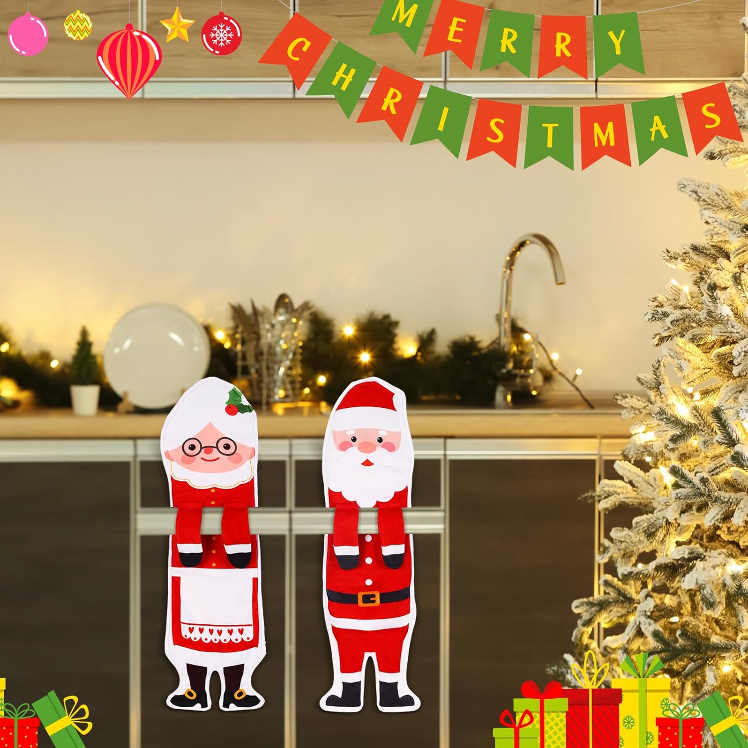 1/2 Pcs Christmas Cat Hand Towels, Funny Festive Hanging Towels with Cute Cat Patterns, Absorbent Kitchen  Bathroom Towels for Xmas, Gift for Cat Lovers, Family  Friends