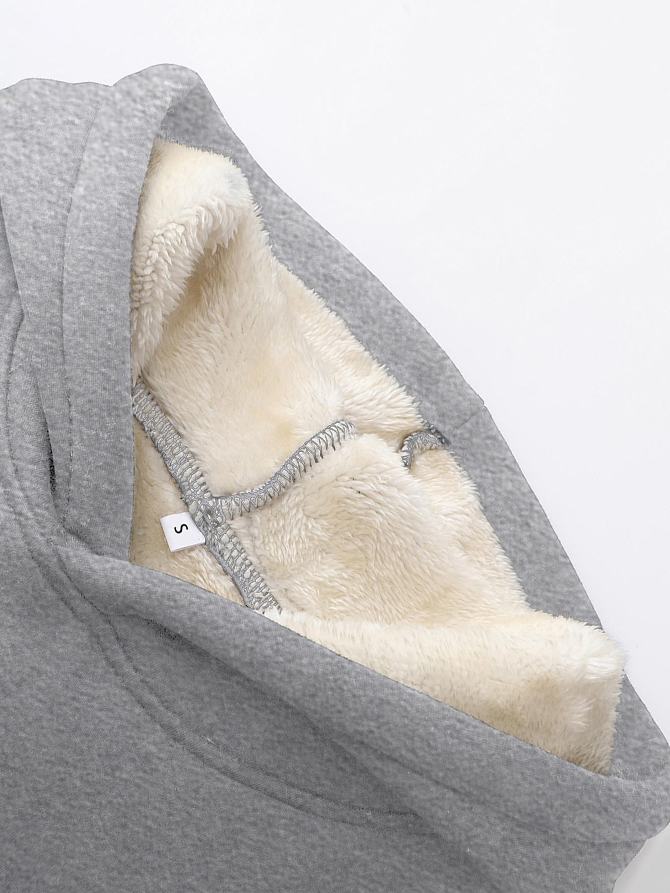 Women's Casual Hooded Pullover Sweatshirt Set, Thick Fleece Lined, Loose-Fit Jogger Pants, Fall & Winter, Two-Piece Tracksuit