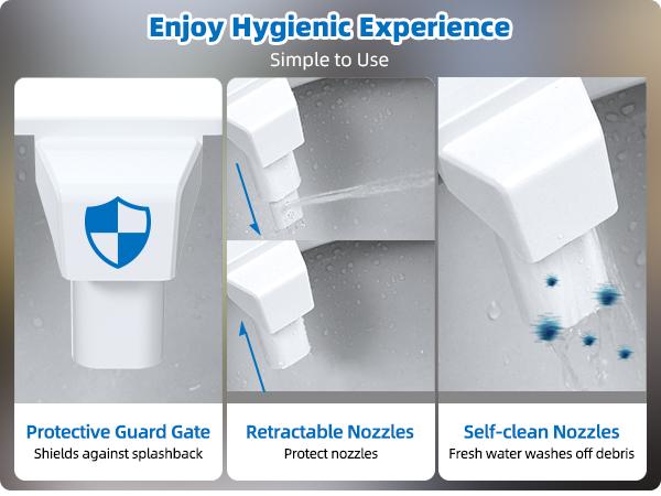 Hibbent Bidet Attachment for Toilet, Non-Electric Dual Nozzle for Frontal & Rear Wash, Adjustable Water Pressure Control, Fresh Water Bidet Toilet Seat, Self Cleaning Water Sprayer, Dark Black  fathersdaygift