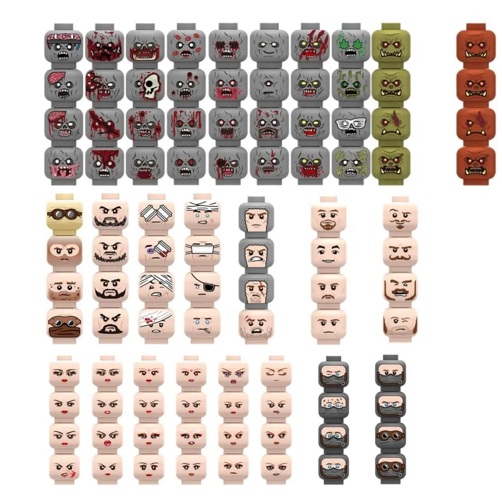 2026 Hot selling toys Injured Emotional Face Heads Building Blocks, Army Soldiers Figures, Zombie Heads, Military Weapon Parts, Bricks Toy Internet-famous toy
