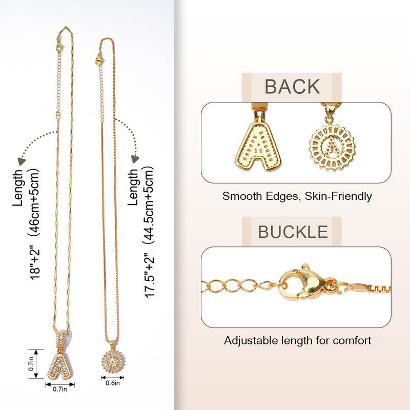 [B2]2 Count initial Letter Necklace Set with Zirconia Stones |   Golden/Silver Bubble  Necklaces for Women |   Iced Out  Necklace For Men |   Anniversary Gift |    Letter Alphabet Necklace Zircon Stone pendant necklace initial zirconia stone dealsforyouda