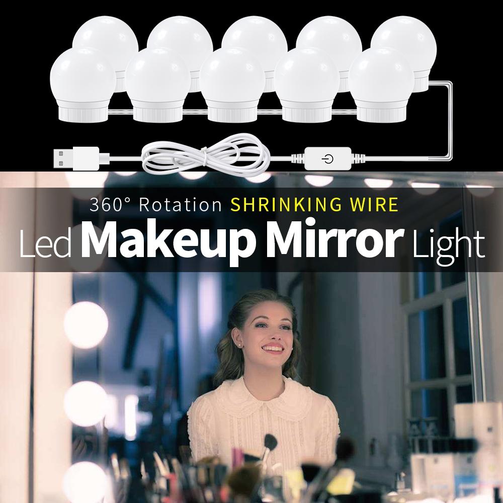 LED Vanity Light, USB Rechargeable Touch Switch Hollywood Style Makeup Mirror Light, Dimmable Makeup Mirror Light for Home Bathroom Washroom