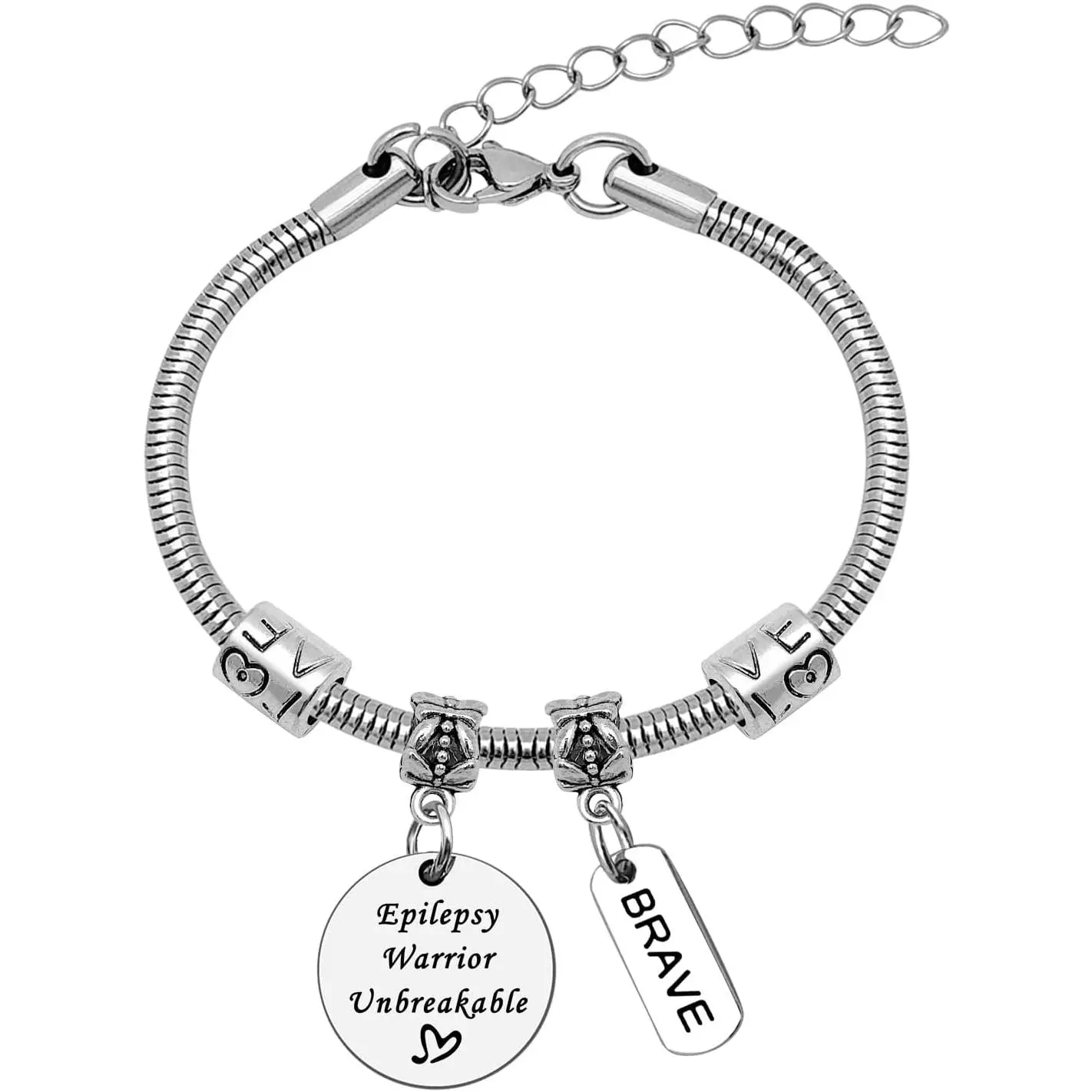 Epilepsy  Alert Bracelets for Women Epilepsy Awareness Gifts Epilepsies Warrior Bracelet Epilepsies Fighter  Survivor  Stainless Steel Bracelets Christmas Birthday Gifts