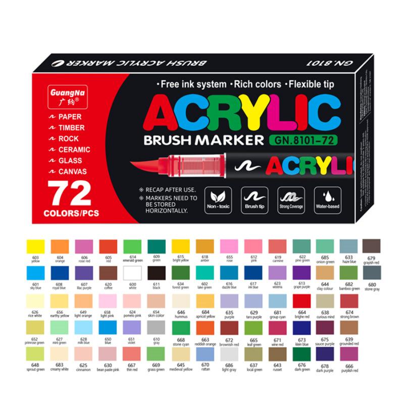 Acrylic Paint Markers Set,Soft Brush Tip,Direct-Liquid Ink System, Paint Markers for Rock Painting, Fabric, Wood, Canvas, Plastic, Permanent,Washable,Quick-Drying,Waterproof
