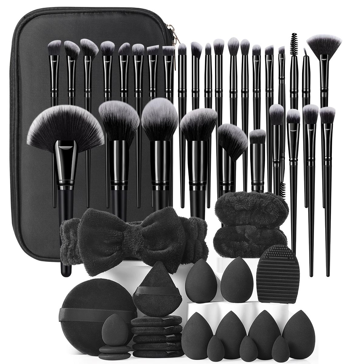 Professional Makeup Tool Set, 54pcs/set Cosmetic Brush & Sponge & Puff & Headband & Brush Cleaning Bowl Set, Multi-use Facial Makeup & Cleaning Accessories for Daily Use, Makeup Brush Kit, Face Brush Set
