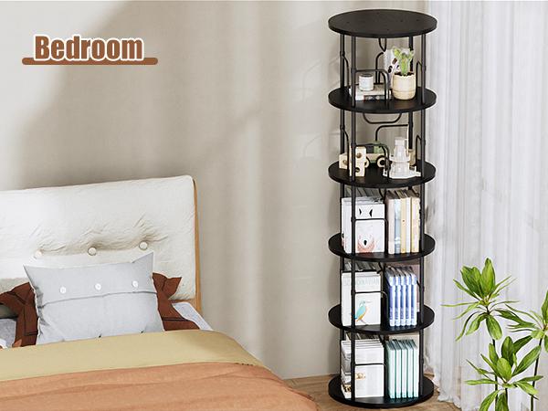 Flycity Rotating 3 Tier to 5 Tier Spinning Bookshelf Tower - 360° Display Unique Round Bookcase for Home Study Office Interior floating shelves Bedroom Flexibility