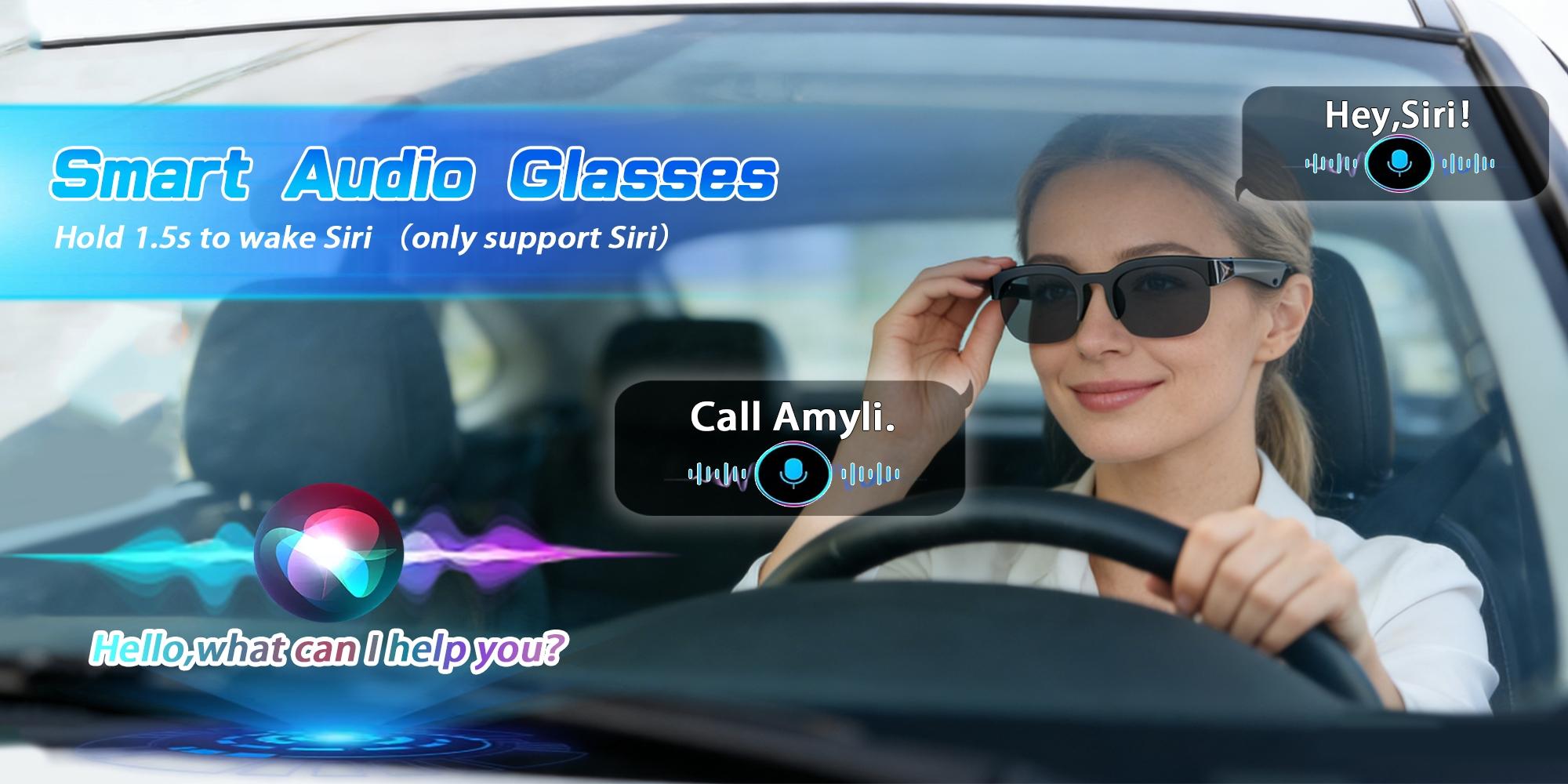 Smart Glasses,Polarized Bluetooth Sunglasses with Mic & Speaker,Voice Control,Music & Hands-Free Calling,UV Protection