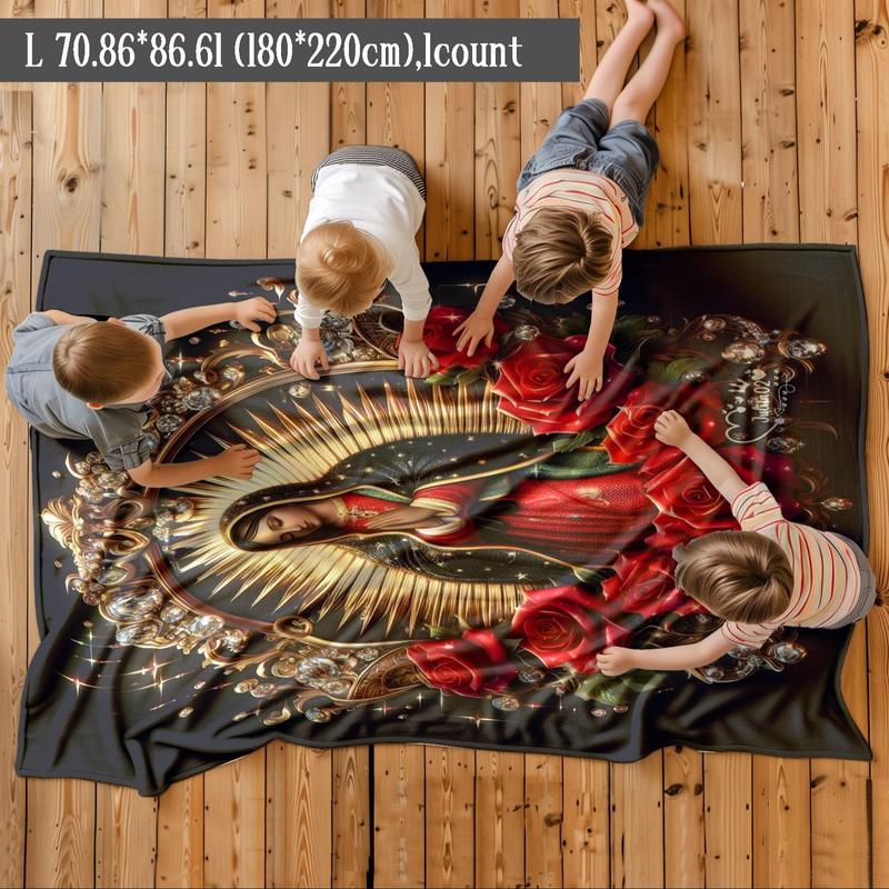 Virgin Mary Pattern Blanket, 1 Count Soft WarmThrow Blanket,Air-conditioned Room Blanket,Warm Nap Blanket for Home Office Travel