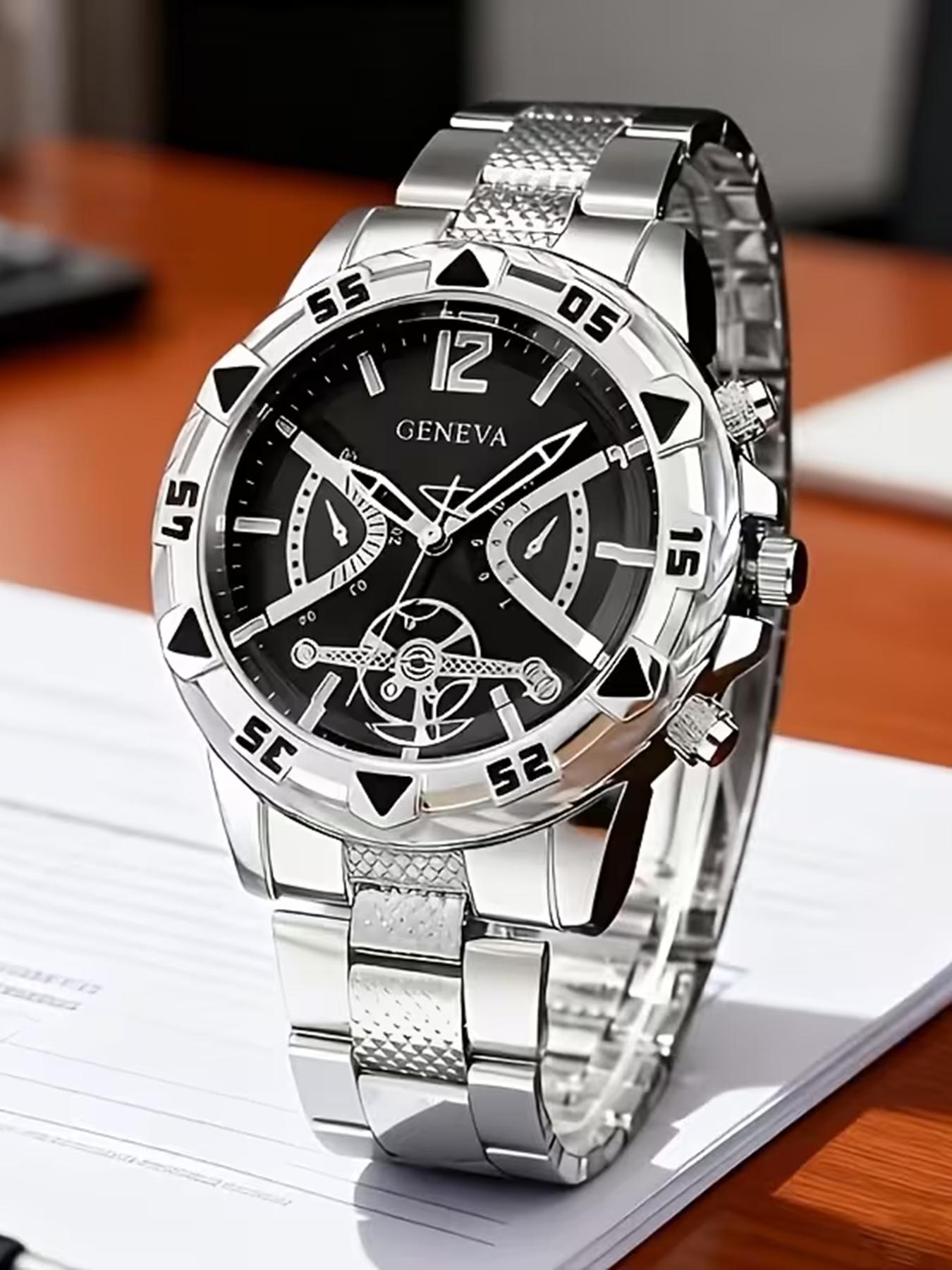 10 piece set of men's luxury watches with multi colored dials, suitable for both business and casual wear, making it an ideal gift for his birthday or holiday