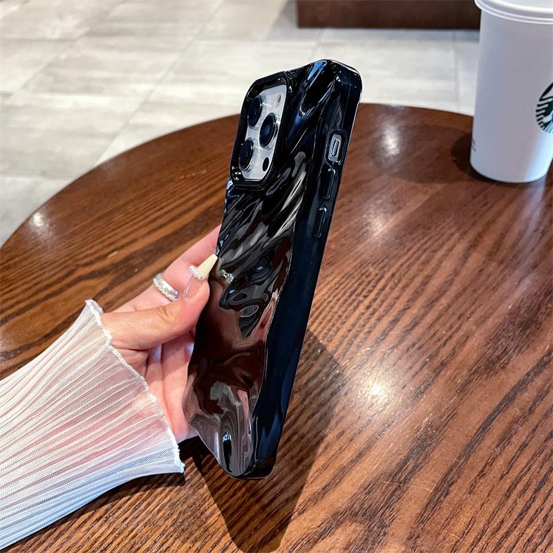 Simple three-dimensional wave pattern mobile phone case suitable for iPhone15/15promax/15pro/11/12/13/14promax/11pro/11promax/12pro/12promax/13pro/13promax/14pro/14promax/soft shell simple creative Shockproof Phone Cover