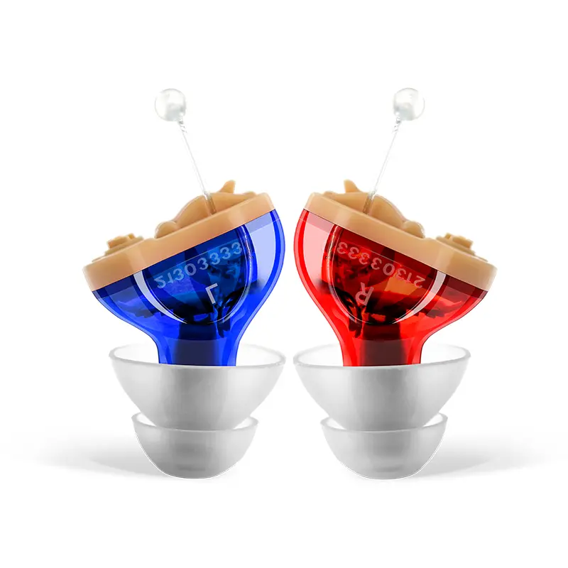 Hearing aids for seniors, battery models, in-ear hearing aids, professional assistive devices for compensating hearing loss for elderly users (single ear model)