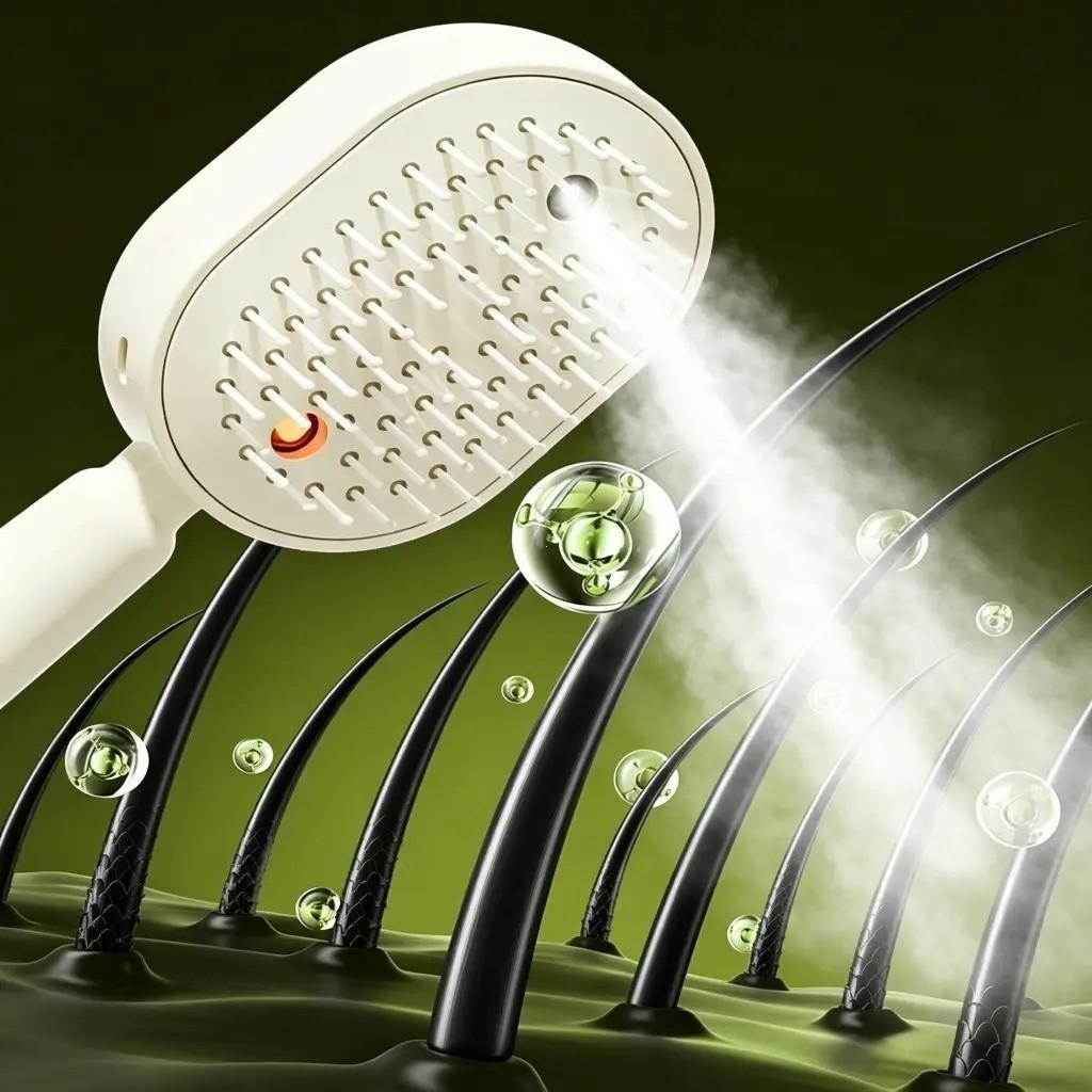 Electric spray air cushion massage comb, Anti tangle brush, self-cleaning, anti-tangling, anti-static, with a hairbrush attachment, combined with essential oil atomizing aromatherapy, it cares for hair and is a gift for ladies, Scalp Brush, Haircare Brush